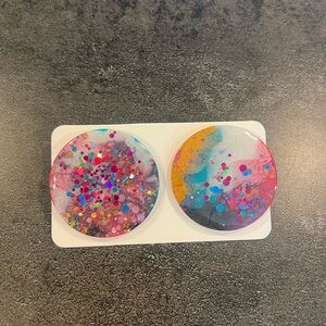 Jewelry handmade stud circle statement earrings colorful NEW